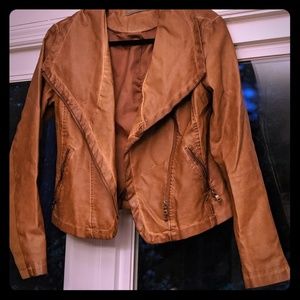 Brown Leather Moto Jacket